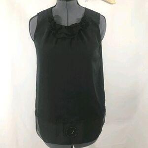 *4/$20* Vera Wang Black Ruffle Sleeveless Top
